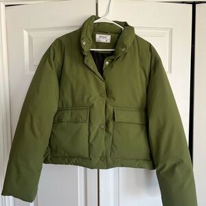 Stoic Cropped Boxy Snap Front Puffer Jacket